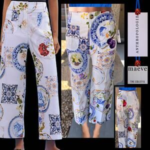 Anthropologie X Maeve The Colette Cropped Wide-Leg Pants Size 32W X 26Inseam
